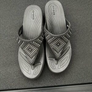 CROCS Women's Black and Silver Sandals